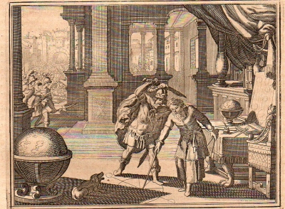Ilustración sobre la muerte de Arquímedes