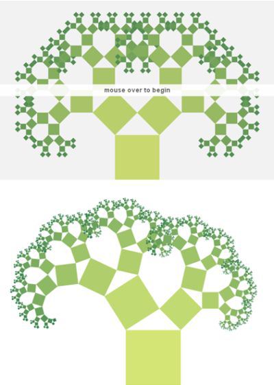 El árbol de Pitágoras http://andrew-hoyer.com/experiments/fractals/