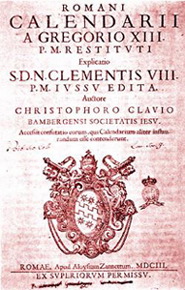 Portada del tratado sobre la reforma del calendario de Cristóbal Clavius