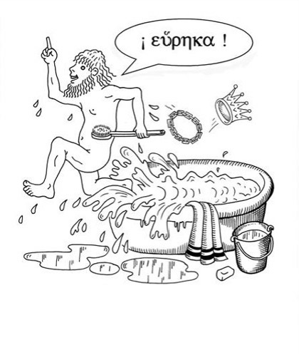 Dibujo de Arquímedes en una bañera Dibujo de Arquímedes en una bañera