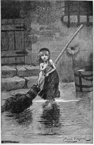 Cosette, personaje de Los miserables. Ilustración de Émile Bayard.