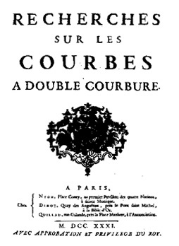 Portada de Recherches sur les courbes à double coubure (1731)
