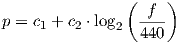                (    )p = c1 + c2 ⋅log -f--              2  440 