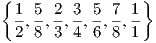 {                }
  1, 5, 2-, 3, 5-, 7, 1
  2 8 3  4 6  8 1