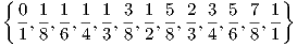 {                               }
  0-1- 1-1-1- 3-1- 5-2- 3-5-7- 1-
  1,8, 6,4,3 ,8,2 ,8,3, 4,6,8 ,1