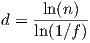 d = -ln(n)-     ln(1∕f) 