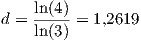     ln(4) d = ln(3) = 1,2619 