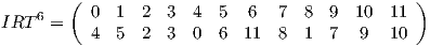         (                                       )IRT 6 =   0  1  2  3  4  5  6   7  8  9  10  11          4  5  2  3  0  6  11  8  1  7  9   10